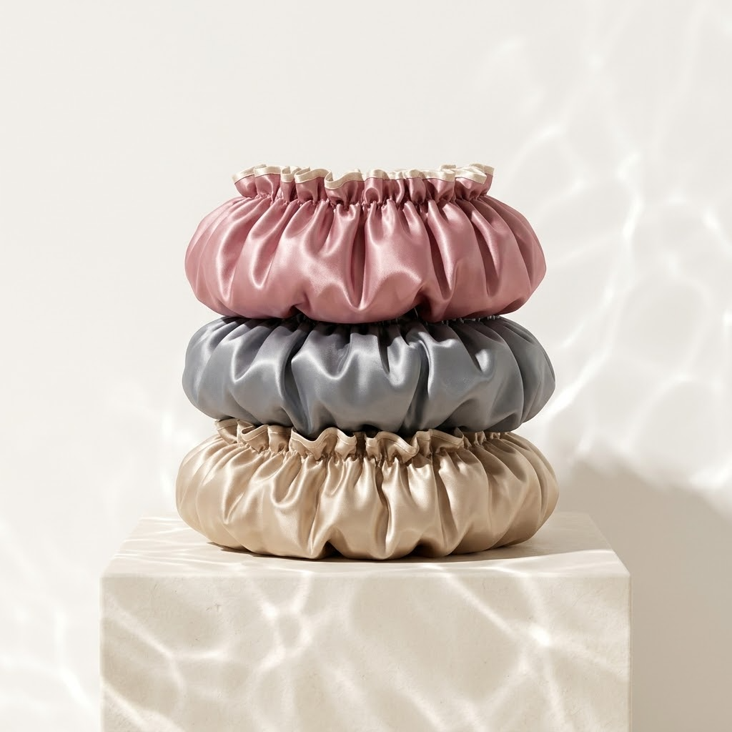 VodaElement™ Dual-Layer Waterproof Silk-Satin Shower Cap