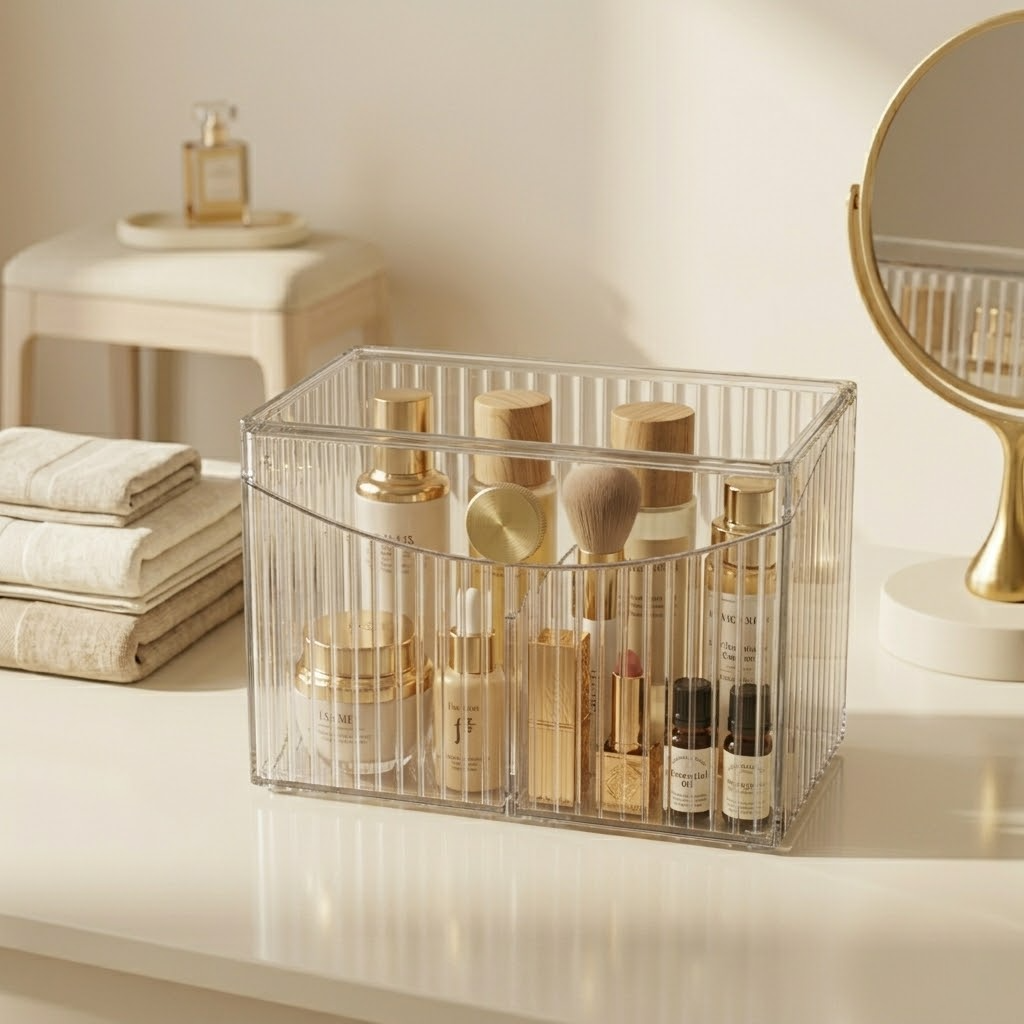 VodaElement™ Ribbed Mineral Vanity Organizer & Cotton Caddy