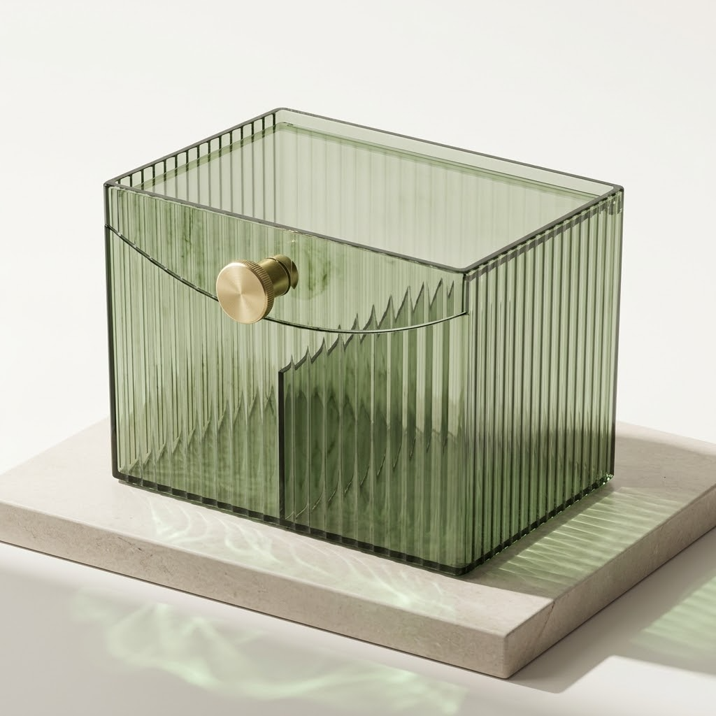 VodaElement™ Ribbed Mineral Vanity Organizer & Cotton Caddy