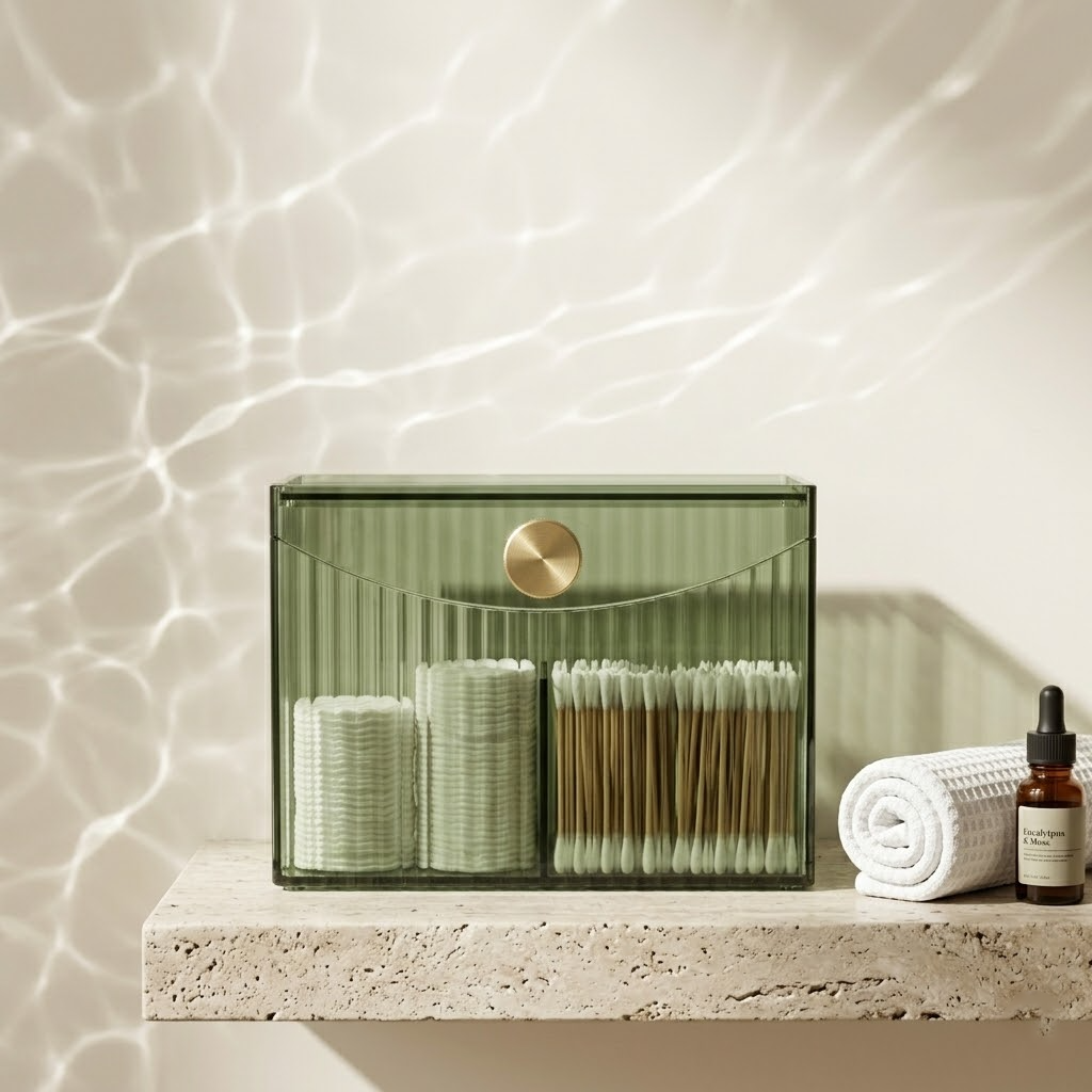 VodaElement™ Ribbed Mineral Vanity Organizer & Cotton Caddy